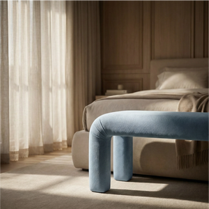 Mela Zibek 53" Fully Upholstered Splendor Blue Bench