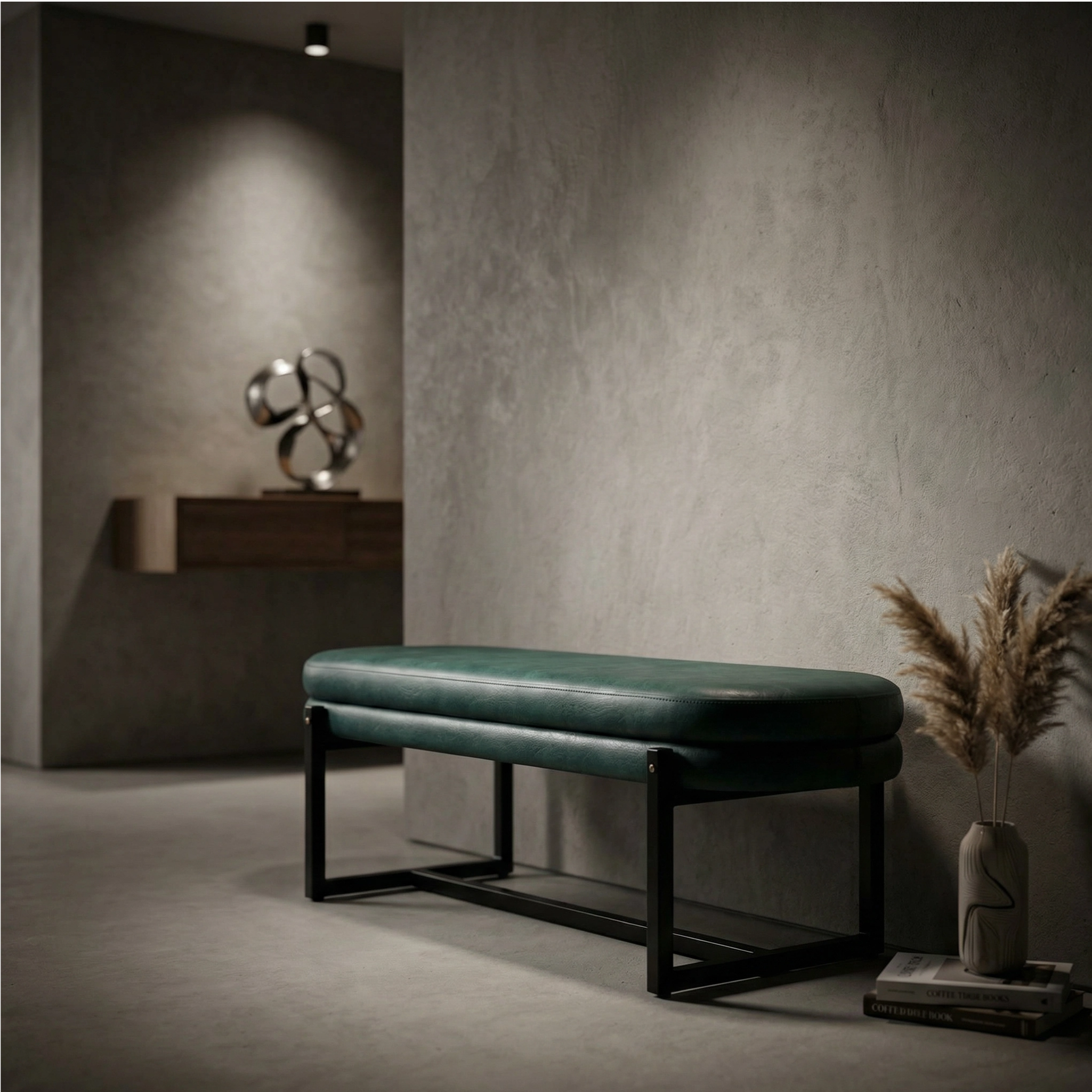 prominata-aiko-59-leatherette-metal-powder-coat-bench