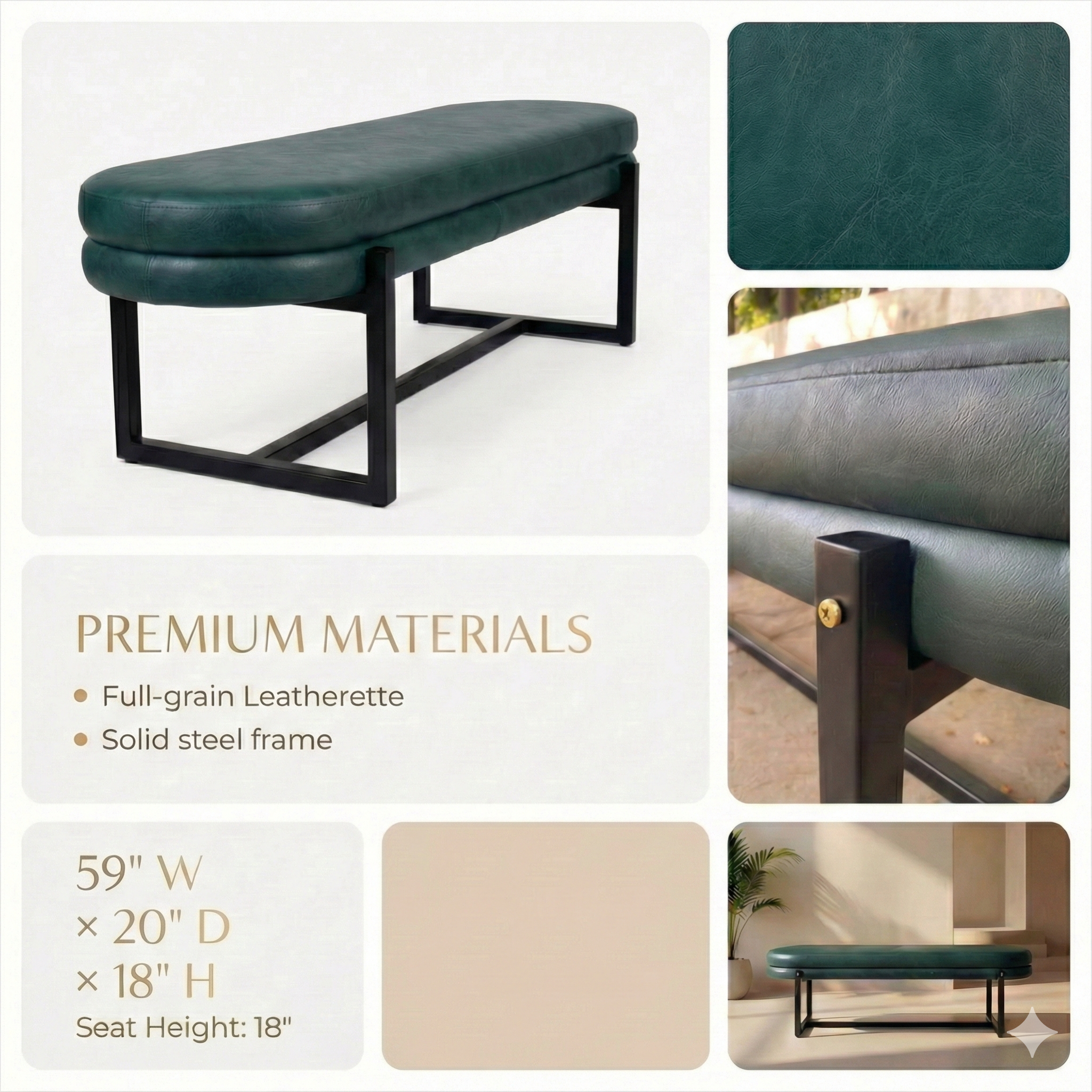 prominata-aiko-59-leatherette-metal-powder-coat-bench