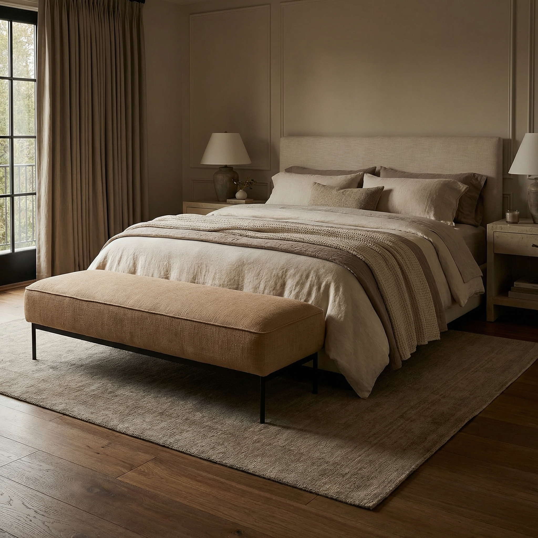 decker-nova-60-jute-upholstered-powder-coat-bench