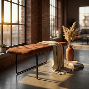 Petal Haydn 59" Upholstered Metal Powder Coat Bench